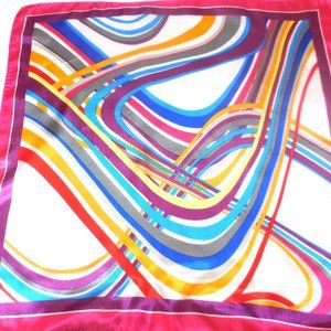Retro Psychedelic Vintage Scarf 19" x 19" Square Satin pink blue